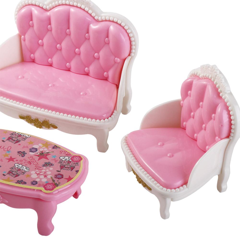Play Toy Pink Dollhouse Furniture Armchair Couch Set Miniatures Furniture Doll House Accessories