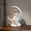 Элегантные Домашние Украшения Ручной Работы Фигурка Лунной Девочки, 3D Печатная Мистическая на Полумесяце Маленькая Статуэтка для Настольной Статуэтки, Коллекционная Скульптура Спальня