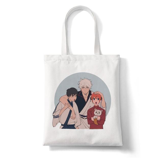 Японское аниме Gintama Sakata Gintoki Kagura с мультяшным принтом, женские сумки для покупок, большая сумка для покупок, модная повседневная сумка Pacakge