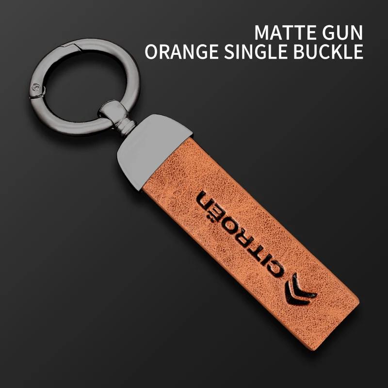 Citroen Logo Car Vintage Leather Keychain Ring Zinc Alloy Chain Key For Citroen C1 DS3 C2 C3 Vts C4 Saxo C4L C5 C6 C8 Xsara