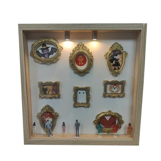 DIY Mini Museum Silhouette Box with Light Custom Photo Memory Display Case Personalized DIY Shadow Box Frame Kit with Mini Frames for Anniversary Home