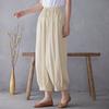 Весенне-летние свободные зауженные брюки из хлопка и льна в стиле ретро, ​​повседневные брюки с эластичной резинкой на талии, женские шаровары