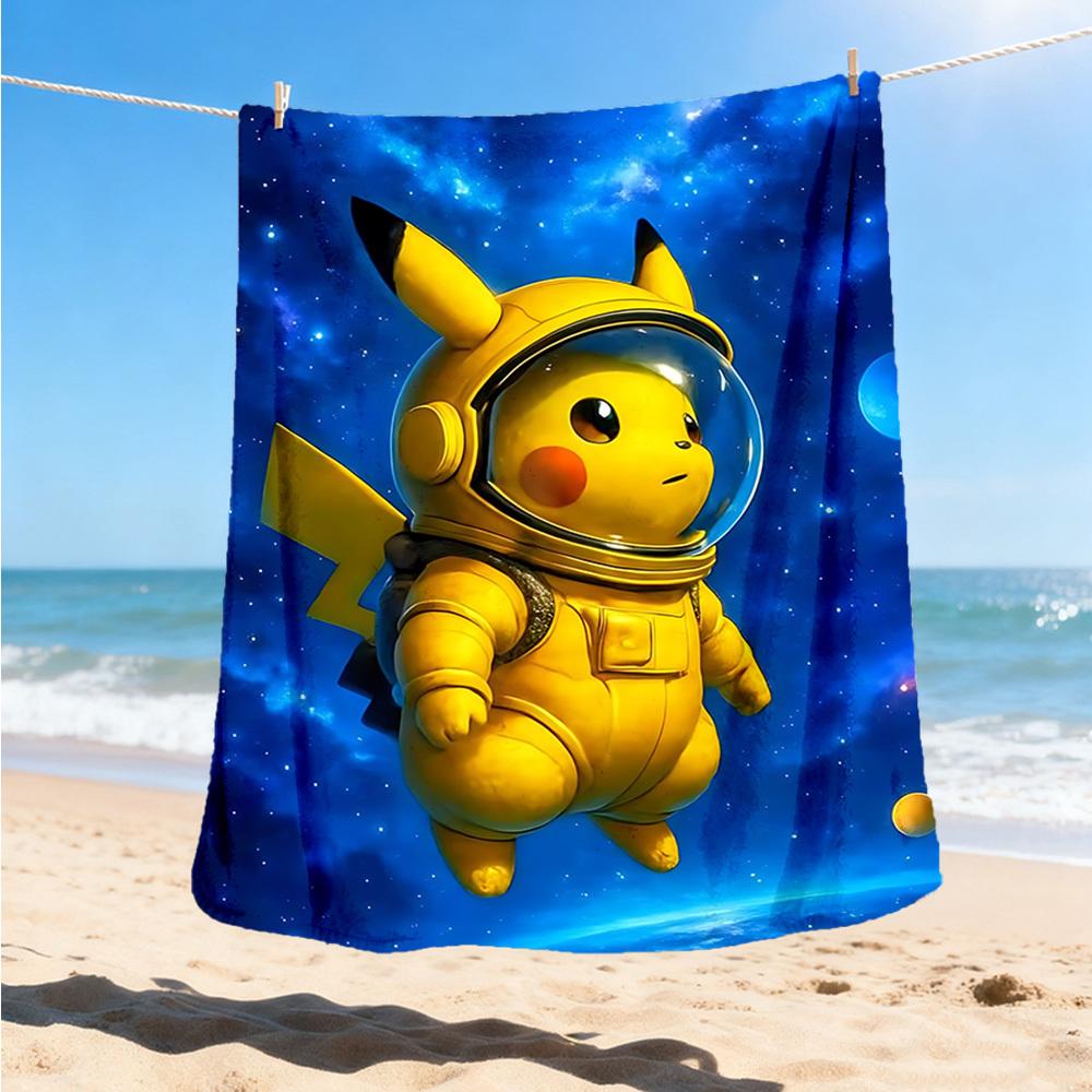 1pc Pikachu Astronaut Outdoor Flannel Blanket, Lightweight Warm Cozy for Travel Camping Office Soft Polyester Fabric