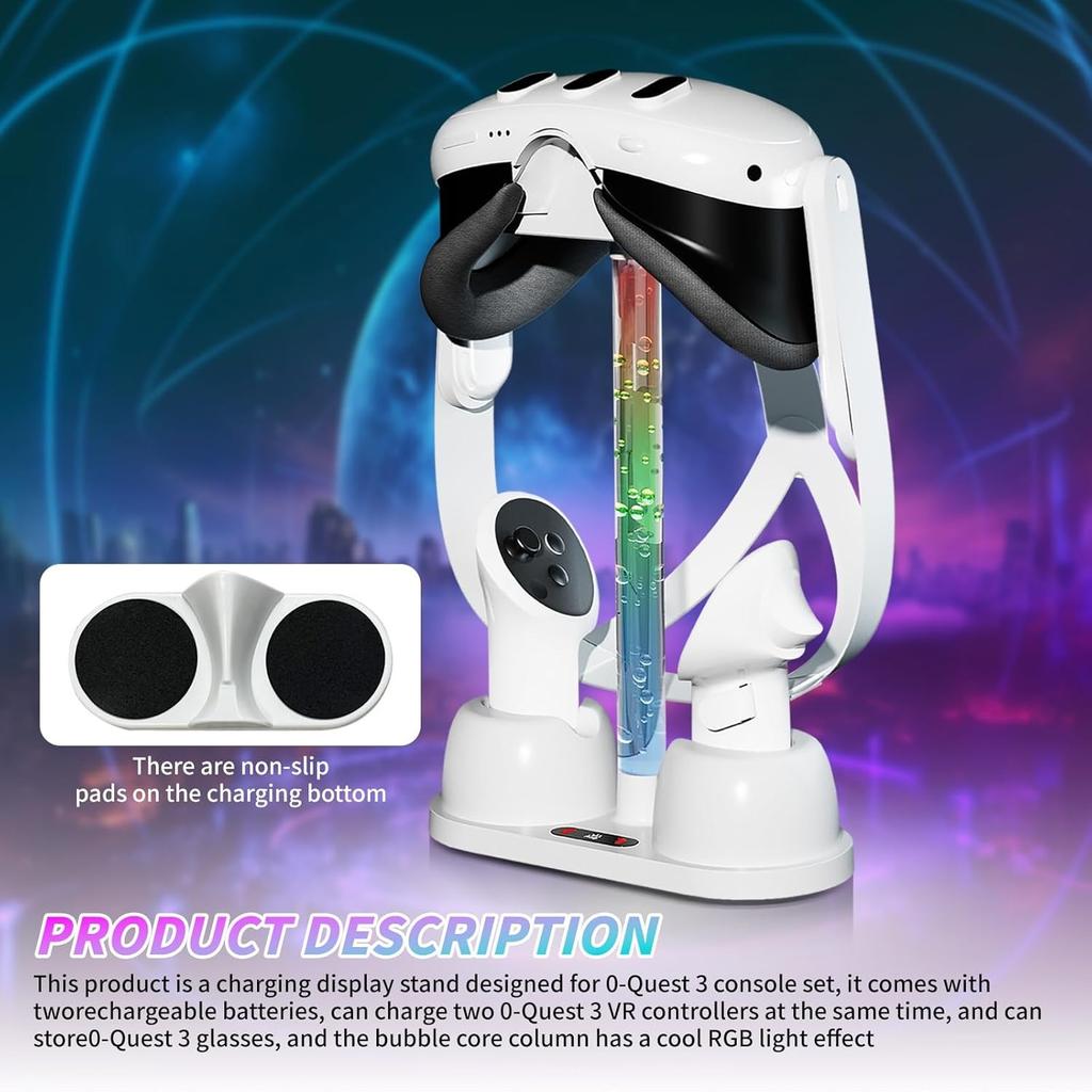 Suitable for Meta Quest 3 Chargers Suitable for Meta Quest 3 Charging Dock RGB Light Storage Bracket