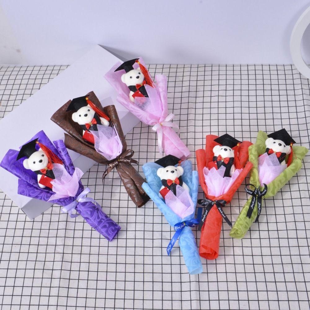 Plush Bear Bear Plush Bouquet Bouquet Decoration Doctoral Bear Toy  Graduation Season