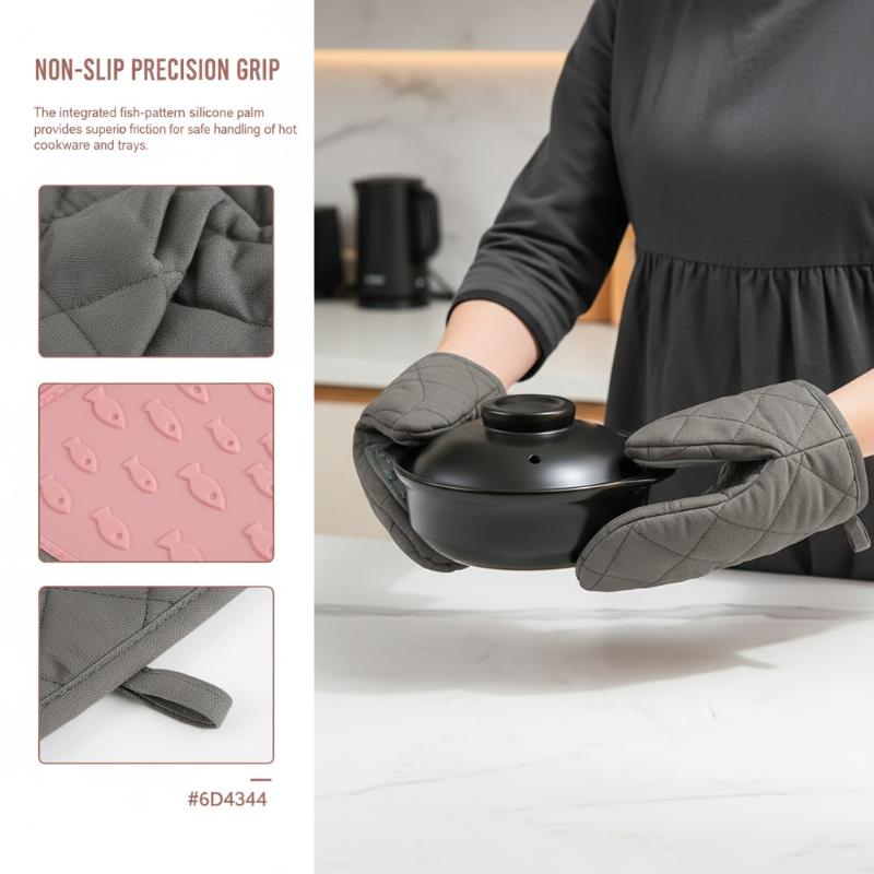 Silicone Oven Mitts Fish Shaped Heat Resistant Gloves Anti Scald Kitchen Pot Holder for Baking Cooking