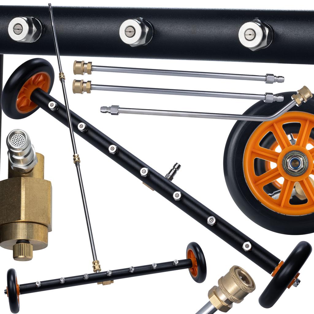 Undercarriage Washing Lance On Wheels With 1/4" Quick Connector - 7 Nozzle Holes