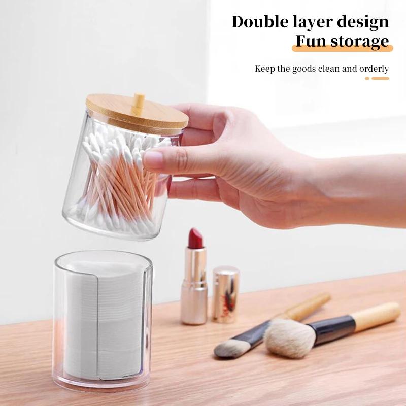 Коробка для хранения ватных палочек, переносной круглый контейнер, 2-в-1, бытовая косметика, ватный диск для хранения и снятия макияжа, ватная коробка