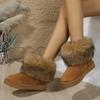 Luxury Long Plush Decoration Snow Boots Women Non Slip Soft Cotton Shoes Women 2025 Thicken Warm Faux Fur Ankle Boots Plus Size