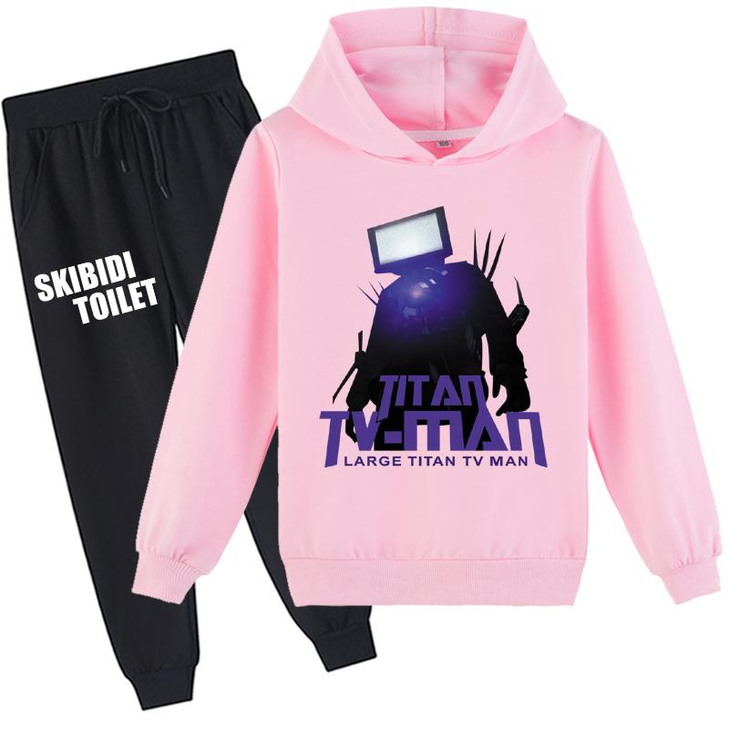 Детский комплект с 3D толстовкой Skibidi, пуловер для туалета, спортивный костюм, детский свитер + брюки
