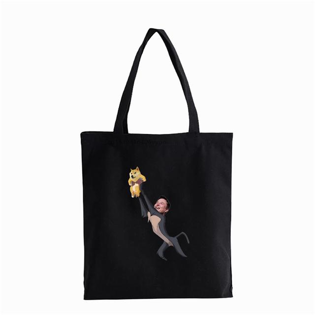 Сумка для покупок dogecoin and elon, мужская сумка на плечо Dogecoin Elon Musk, забавная женская сумка в стиле аниме, холщовая сумка Bolsas