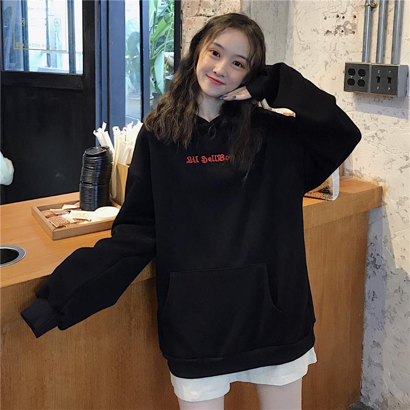 2023 Autumn/Winter Velvet-Lined Harajuku Style Oversized Hoodie - Trendy Korean Jacket for Women