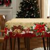 1 шт. Рождественские скатерти Красный цветочный принт Водонепроницаемые Маслостойкие 2025 Новые для украшения дома Рождество Новый год Рождественское украшение