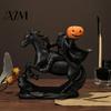 Headless Horseman Statue Statue, Halloween Theme Vintage Bronze Resin Figurine, Horror Collectibles Gothic Tabletop Ornament for Seasonal Home