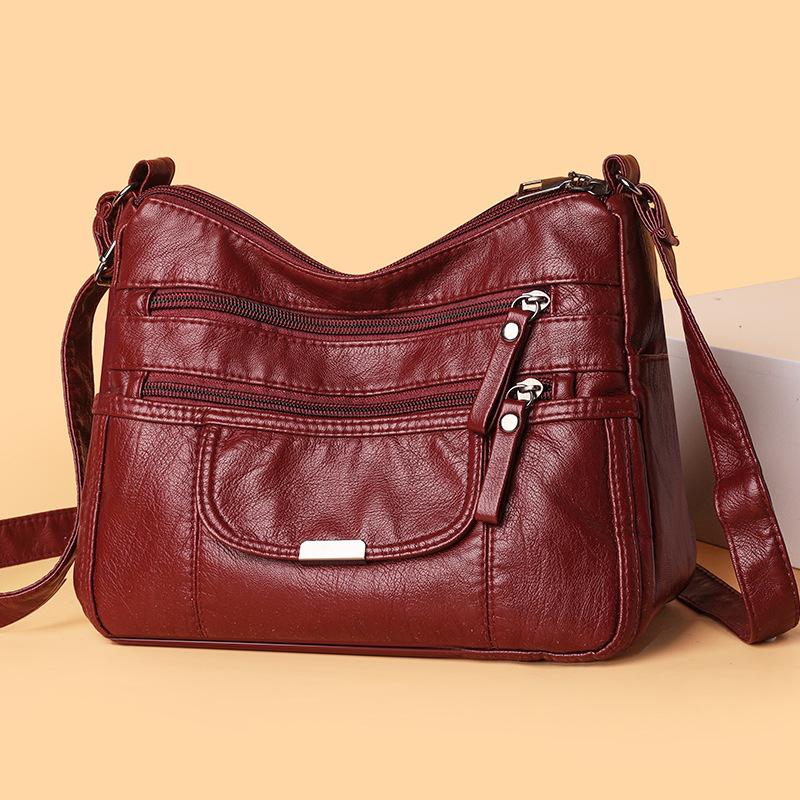 Crossbody Bag Fashionable and Simple Soft Leather Washed Retro Single-shoulder Backpack