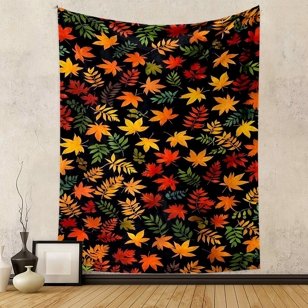 Autumn Leaves Patterned Anti-Slip Patterned - Patterned tapestry for bedroom and living room home decor.