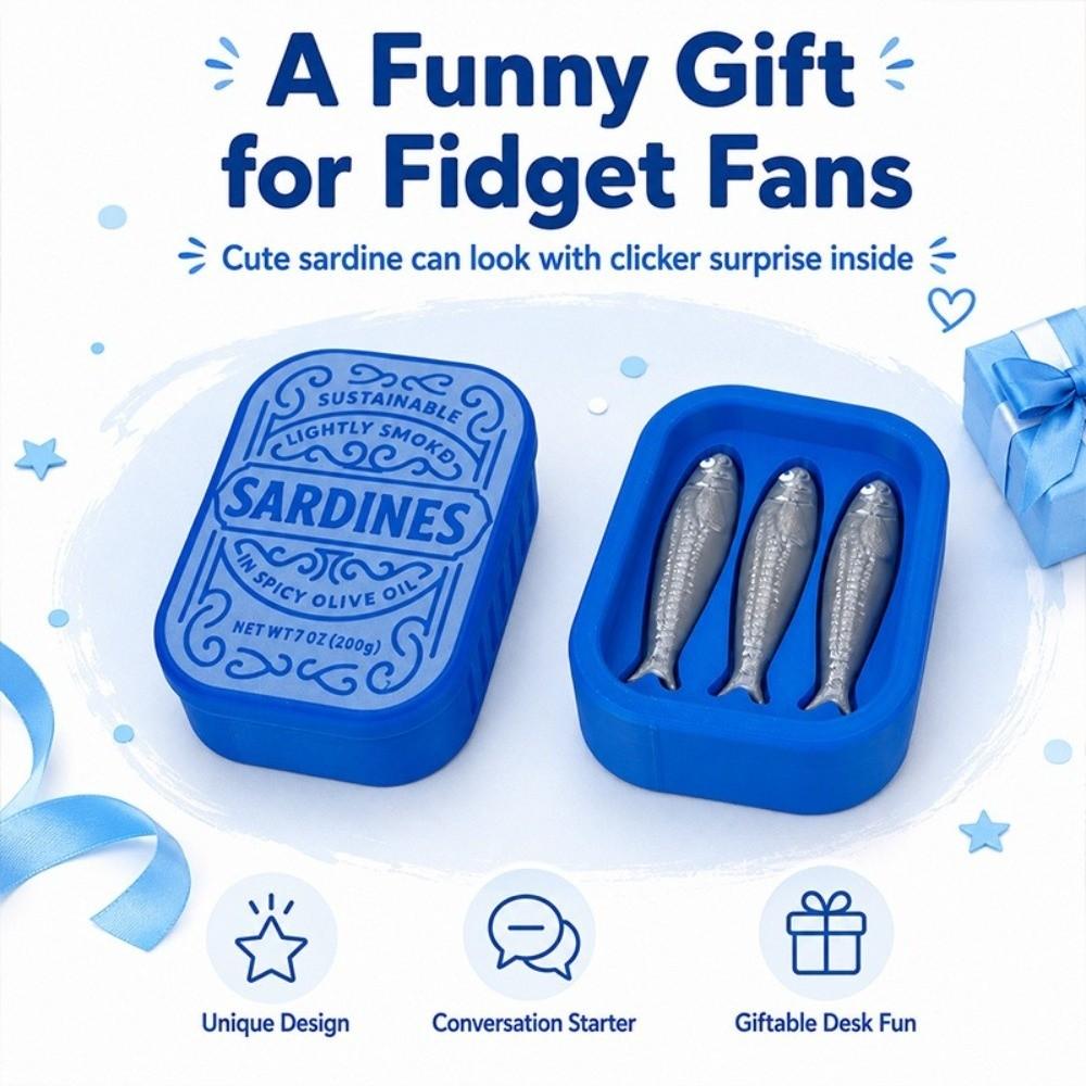 Click Sound Sardine Can Clicker Toy Mechanical Button Fun Finger Click Sardine Holiday Gift