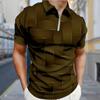Men's Shirt Polo Casual Zip Short Sleeve Fashion Casual Zipper Summer Spring Regular Fit Weaving Gradient 3D Print Shirt