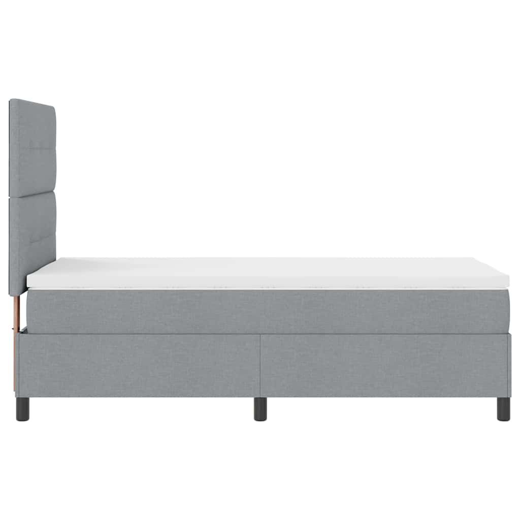 Box Spring Bed with Mattress Light Gray 100 x 200 cm Fabric