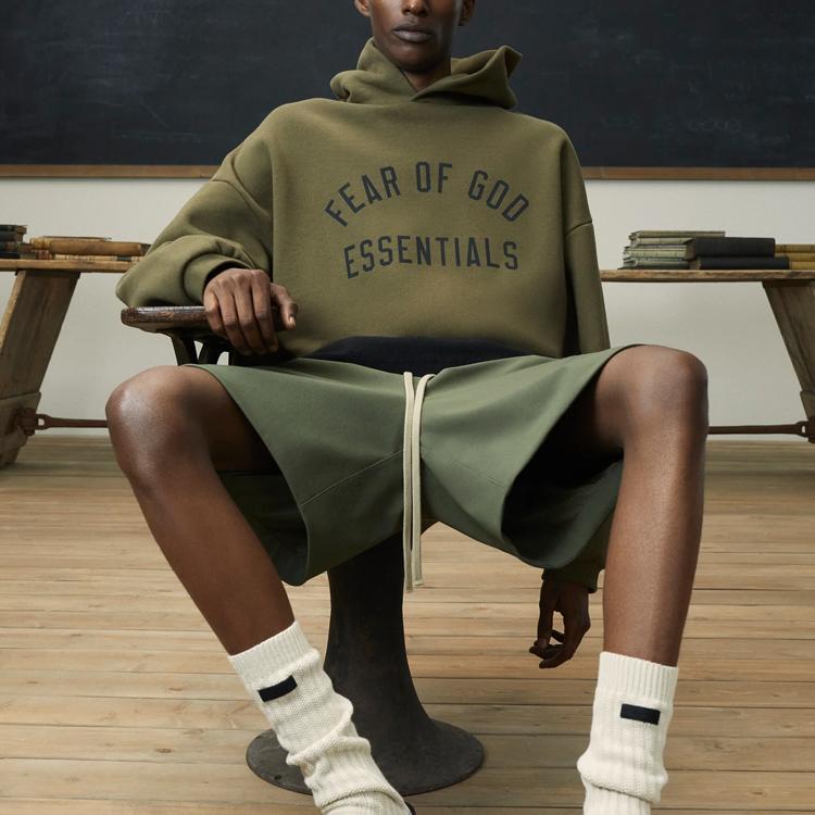 Fear of God Мужская флисовая толстовка с капюшоном Essentials Olive, цвет зеленый 192BT246254F