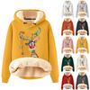 Women's Fashionable Hooded Printed Plush And Thickened Warm Loose Pullover Sweater