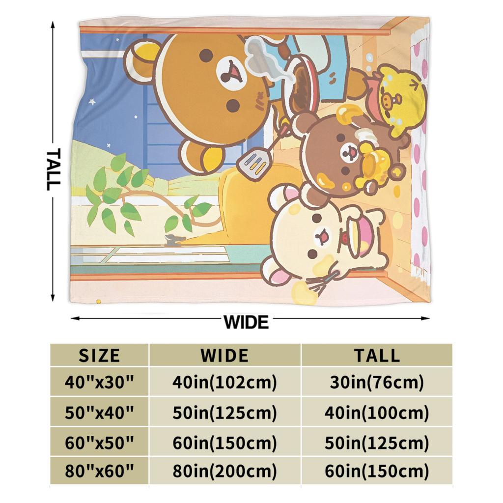 Rilakkumas and Friends Plush Blanket Girls Boys Flannel Bedding Throws For Living Room Soft Warm Custom DIY Quality Bedspread