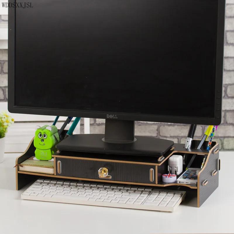 Настольная полка для хранения вещей, деревянная полка для хранения клавиатур, настольное хранилище, домашний декор, офисные принадлежности, держатель для ручек