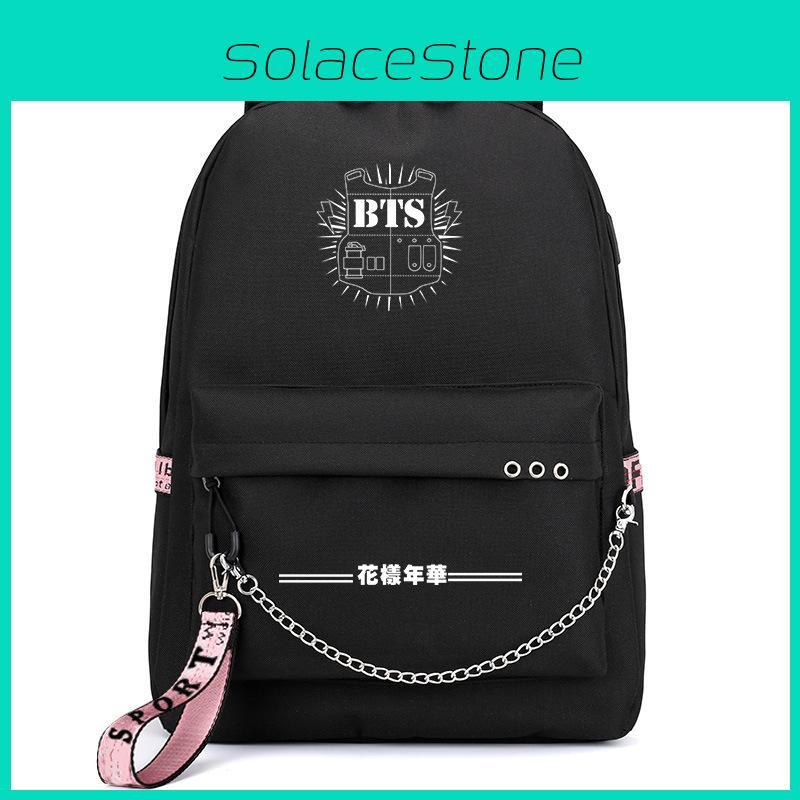 Kpop БТС Рюкзак Bangtan Boys Холщовый Школьный Сумка для Книг С USB-портом и Стильным Дизайном