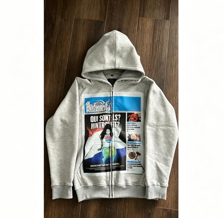Long-sleeve pullover zipper print y2k loose sweatshirt jacket, vintage hoodie, trendy street style, unavailable on high streets