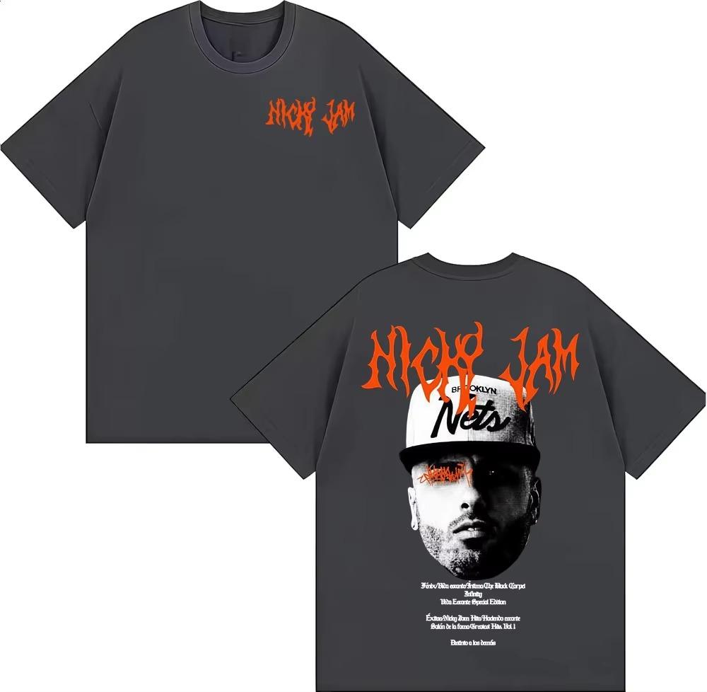 Rapper Nicky Jam Album Graphic Tshirt Mens Clothing Fashion Vintage Hip Hop T Shirt Unisex Summer Tops Casual Cotton Tee Shirt