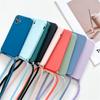 Crossbody Necklace Lanyard Soft Silicone Matte Phone Case for Samsung Galaxy A73 A53 A33 A52 A72 A32 A22 A42 A50 Solid Color Strap Cord Chain Cover