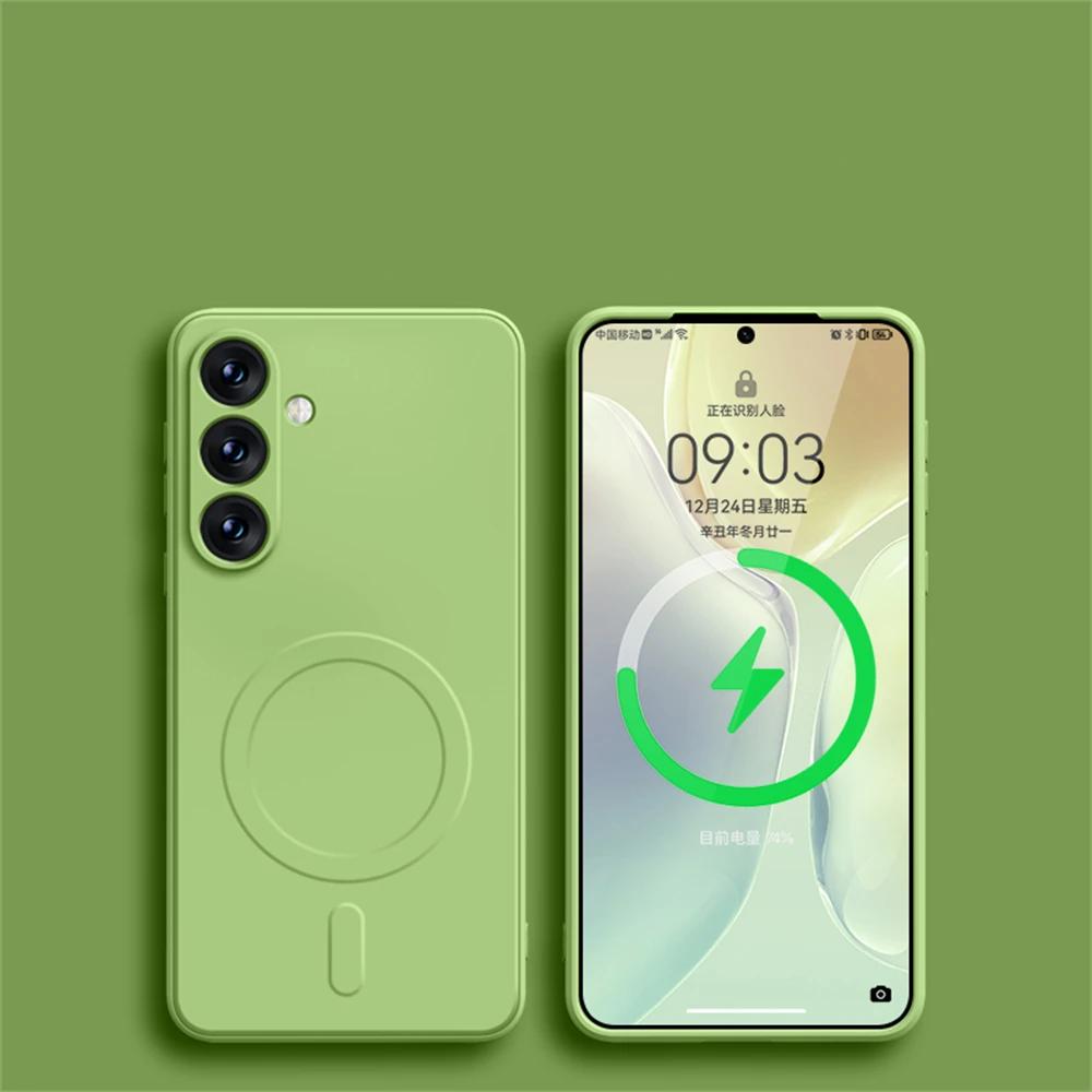 Original Liquid Silicone Magnetic Wireless Charge Case For Samsung Galaxy S24 S23 S22 S21 Ultra Plus FE Magsafe Shockproof Cover
