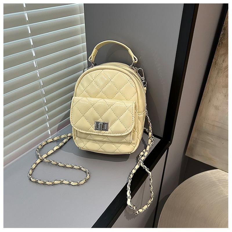 Rhombus Chain Messenger Bag Women's New Casual Multi-function High-end Double Shoulder Mini Backpack