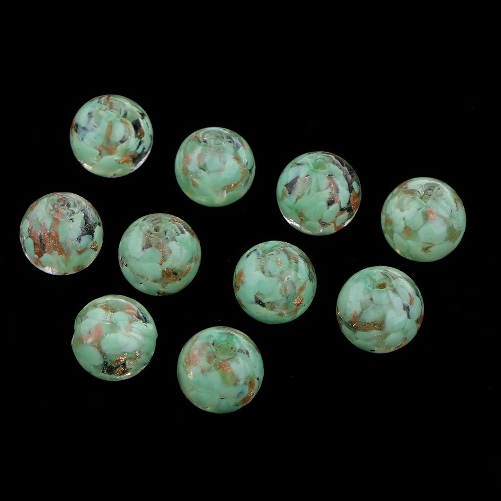 10шт Бусины из фольги лэмпворк стеклянные круглые для изготовления ювелирных изделий оранжевый