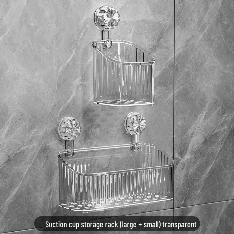 Elegant Suction Cup Bathroom Organizer: No-Drill Toothbrush & Toothpaste Holder