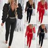 Women Jumpsuit Rose Applique See-through Mesh Chain Decor Slim Fit V Neck High Waist Solid