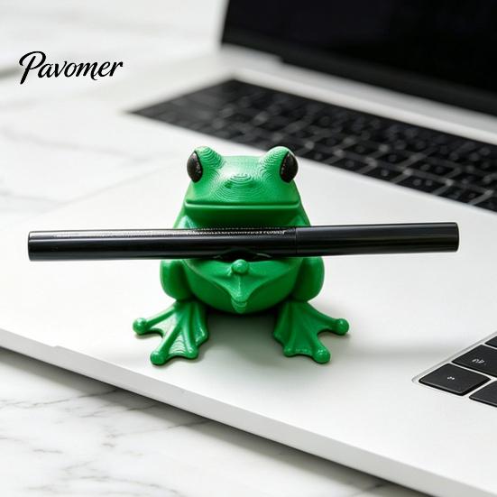 Подставка для ручек 3D-печать, милый держатель для ручек в виде лягушки, ярко-зеленая подставка со структурой для захвата ручек, нескользящий держатель, настольный органайзер