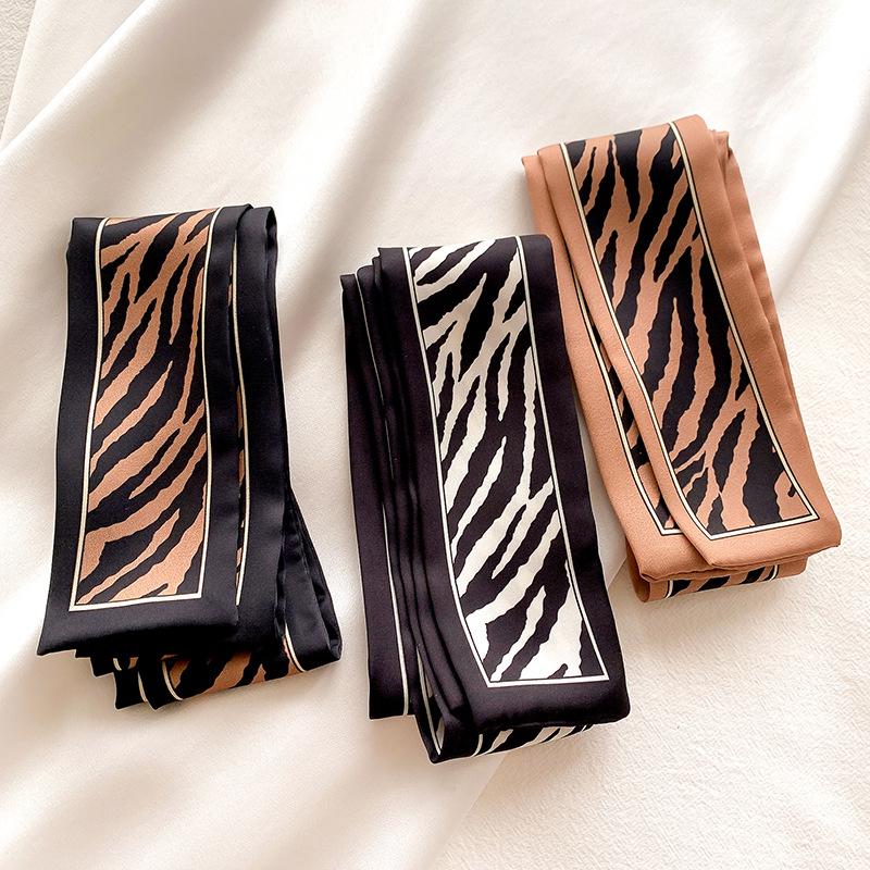 Korean Spring and Autumn New Leopard Print Scarf Women's Decorative Scarf Headband Fashion Scarf Belt Band Ties
