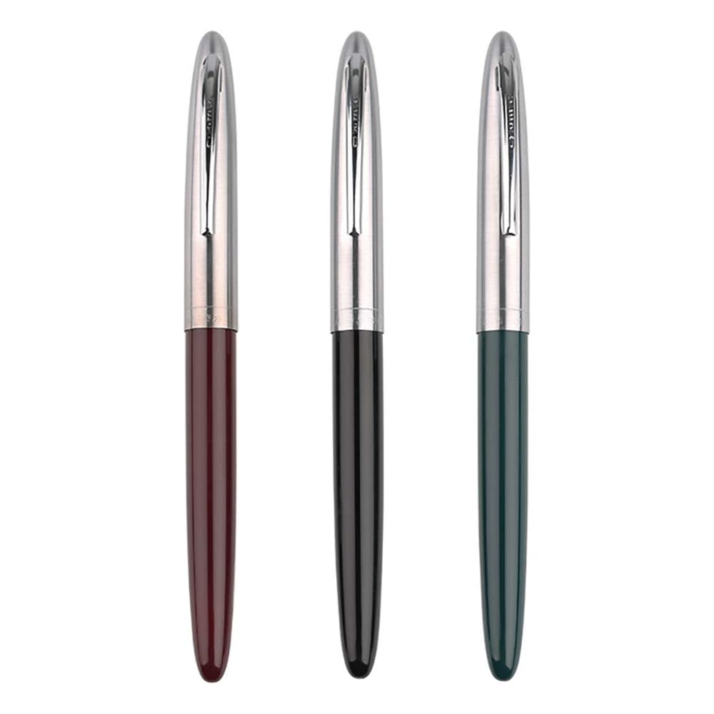 Lanxivi Набор из 3 подлинных перьевых ручек Hero 329 с тонким пером, узором в виде золотой стрелы и колпачком из нержавеющей стали