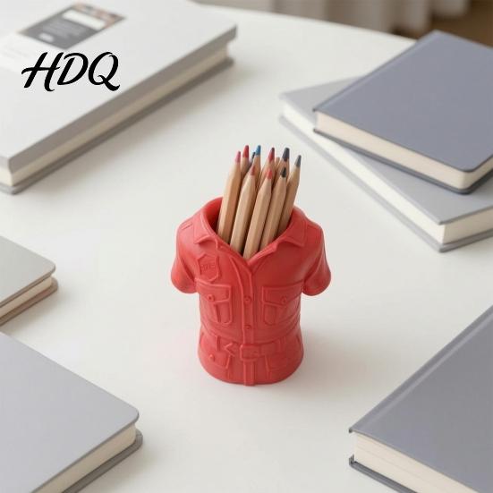 Красный держатель для ручек 3D-печать в форме рубашки Креативный настольный органайзер для рабочей одежды