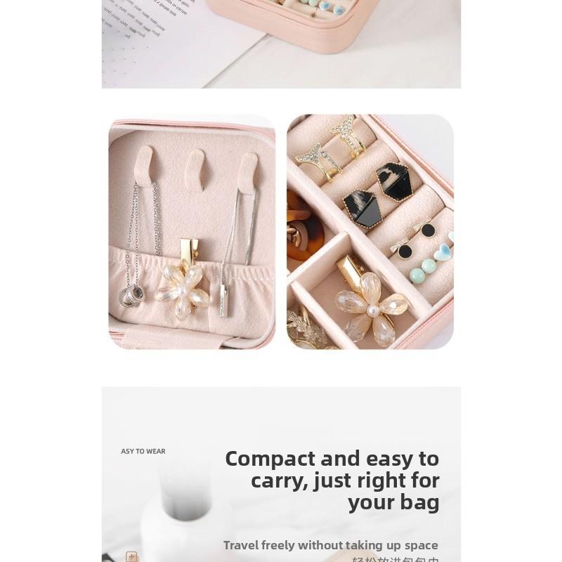 Jewelry box organizer - portable mini box for studs, earrings, bracelets, necklaces, and rings