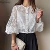 Women Prspective Casual Long Sleeve Hollow Lace Cover Up Blouse