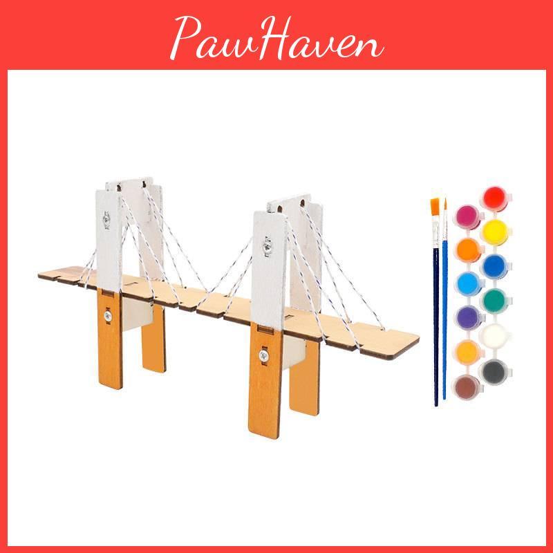 Kindergarten Students Wooden Assembled Cable-stayed Bridge Handmade Kit Cognitive Educational Toy Wholesale