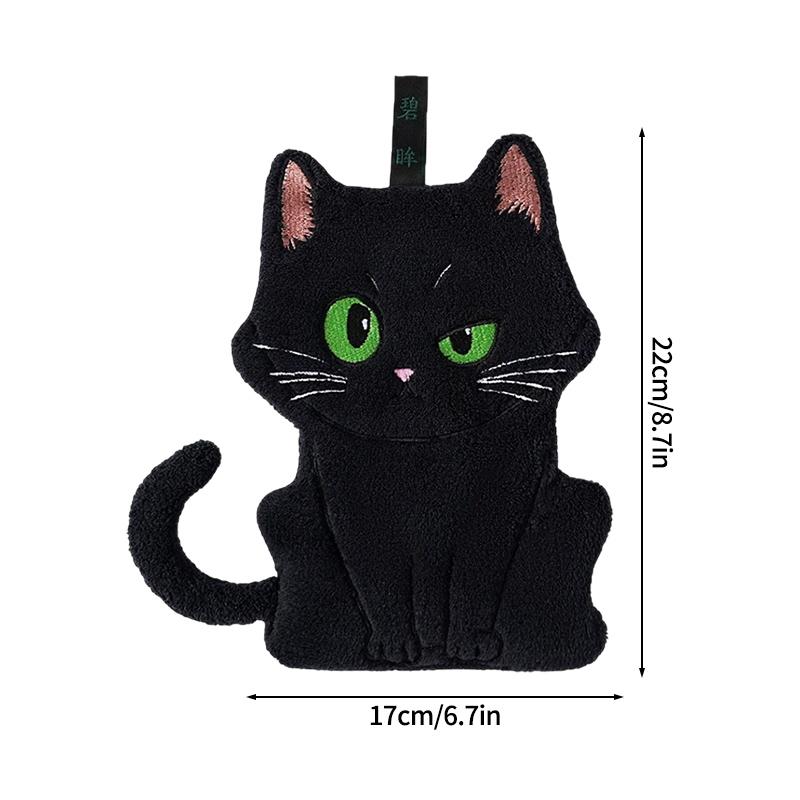 Cartoon Black Cat Hand Towel Soft Absorbent Coral Fleece Children Face Towel Halloween Pumpkin Hand Towels Bathroom Kitchen Use