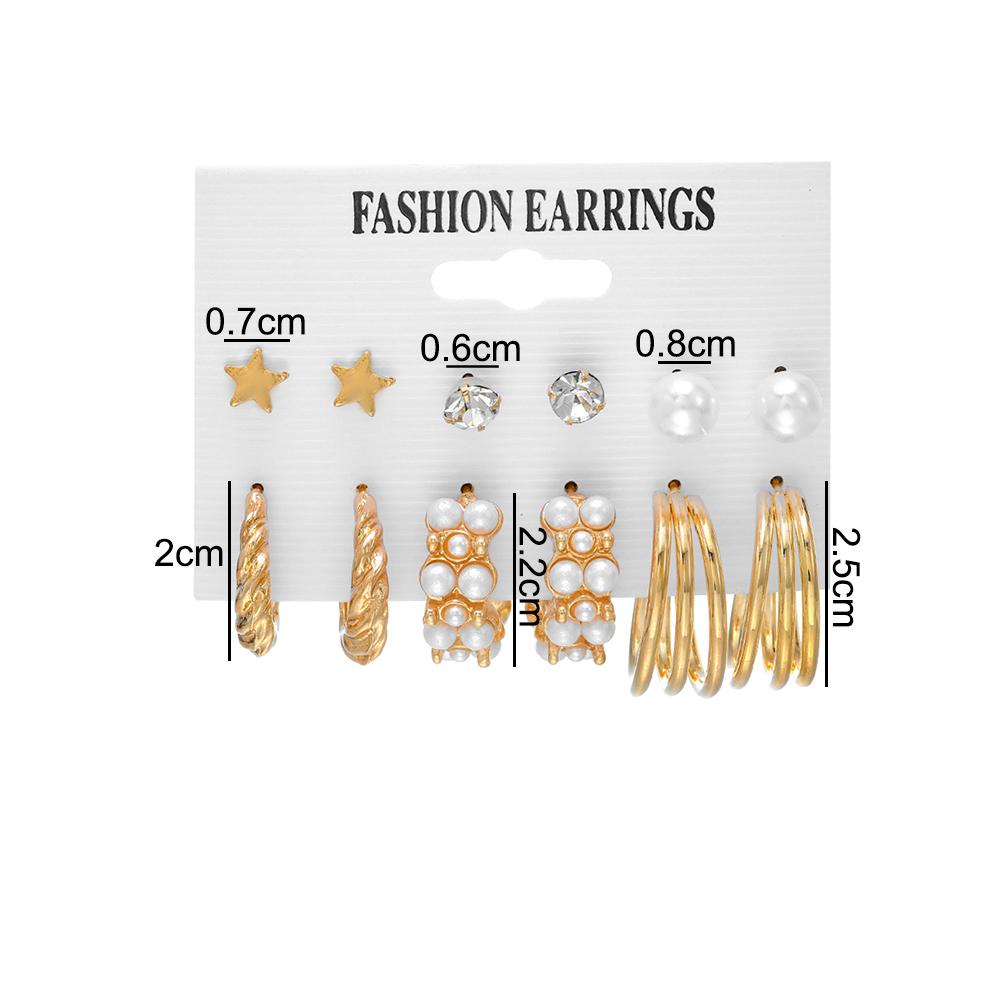 Модный комплект серег-кольцев для женщин, элегантные серьги-гвоздики в стиле ретро с геометрическим узором, ювелирные аксессуары