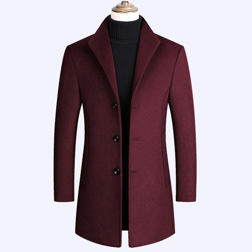 Осенне-зимнее мужское шерстяное пальто средней длины, ветровка с утолщенным хлопком, мужское пальто
