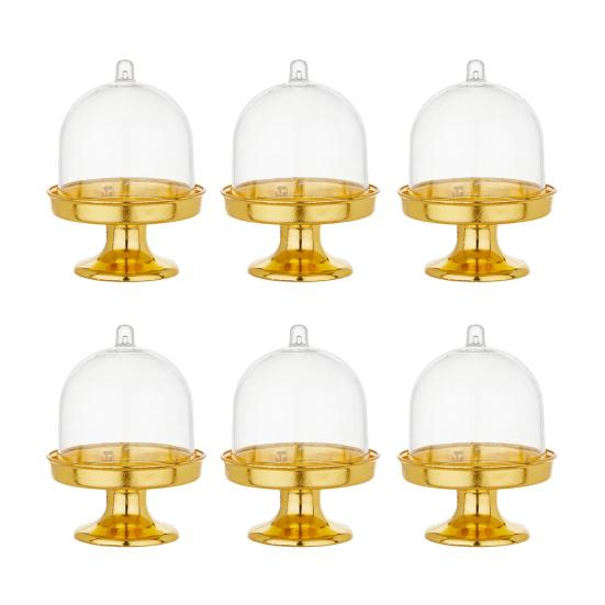 Мини-подставка для торта из пластика с купольной крышкой, прозрачная подставка для десертов и кексов, тарелка для шоколадных конфет, для дня рождения, праздника, детского душа, чаепития