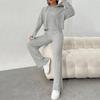 2024 Women's Hooded Fashion Two-Piece Suit - Simple, Pure Color for Autumn/Winter.