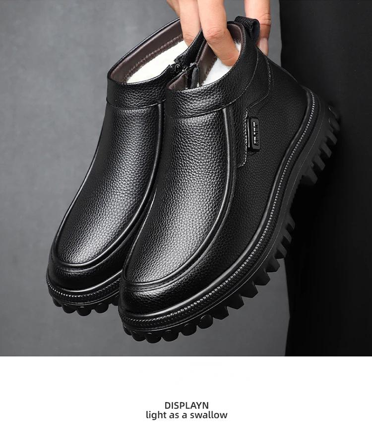 Мода 2024 года, новые дизайнерские зимние ботинки для мужчин, модные повседневные черные теплые хлопковые ботинки из коровьей кожи, мужские ботильоны на платформе для мужчин