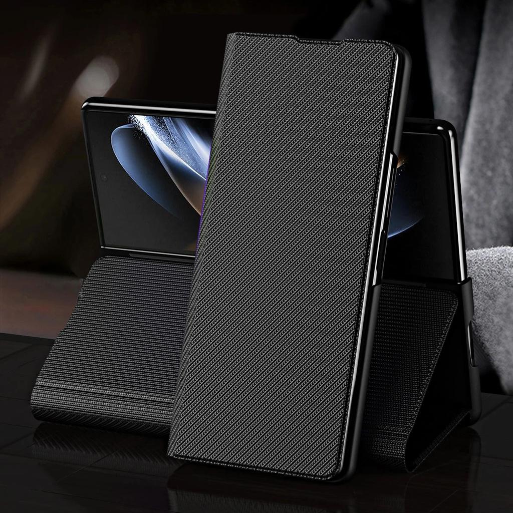 Anti-Fingerprint Luxury Leather Case for Samsung Galaxy Z Fold 6 5 4 5G Fold3 Fold5 Fold4 Fold 3 2 Fold2 Fold6 Cover Capa